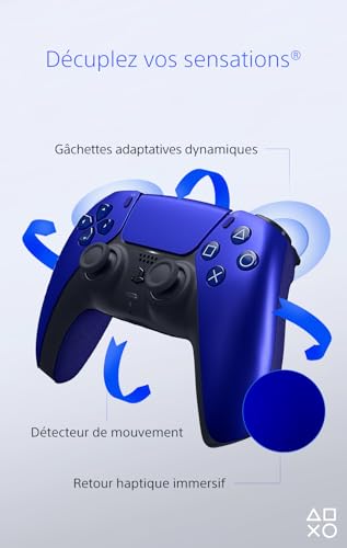 Sony, Manette PlayStation 5 officielle DualSense, Sans fil, Batterie rechargeable, Bluetooth, Compatible avec PS5 et PC, Couleur : Cobalt Blue – Image 4