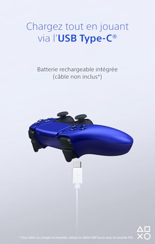 Sony, Manette PlayStation 5 officielle DualSense, Sans fil, Batterie rechargeable, Bluetooth, Compatible avec PS5 et PC, Couleur : Cobalt Blue – Image 6