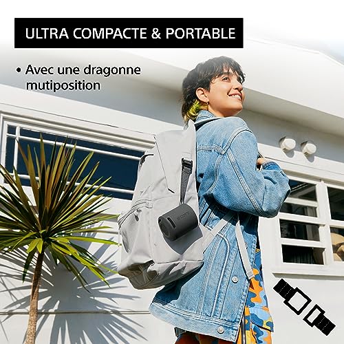 Sony SRS-XB100 - Enceinte sans Fil Bluetooth, Portable, légère, compacte, Durable, IP67, étanche à l'eau et à la poussière, Batterie 16H, dragonne Polyvalente, appels Mains Libres, Noir – Image 5
