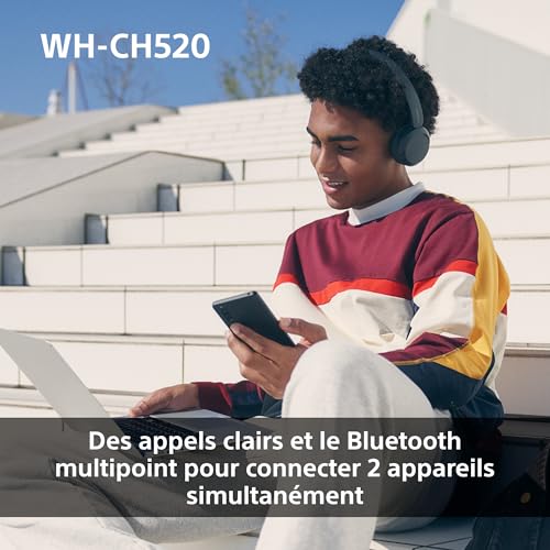 Sony WH-CH520 - Casque Bluetooth sans Fil, Multipoint, Micro intégré - jusqu'à 50 Heures d'autonomie et Charge Rapide - Noir – Image 7