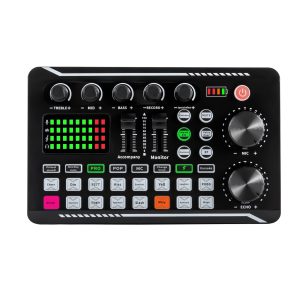 Soundboard Mixeur Dj Sound Effects Board Sound Mixer Board Vocodeur Carte Son Compatible Bluetooth Plusieurs Effets Sonores LumièRe Led Soundboard Carte Son Live Interface Audio Podcasts