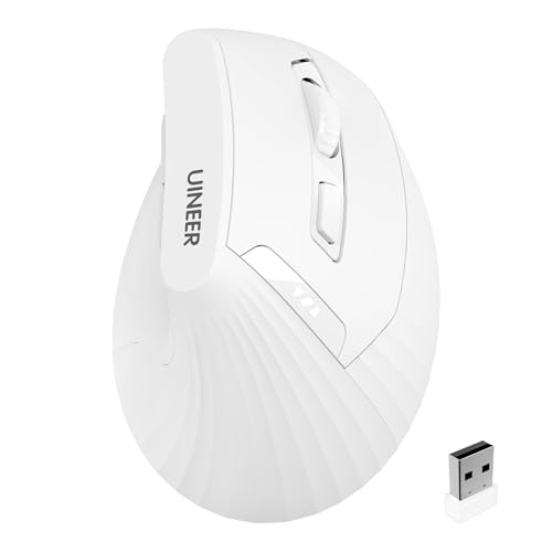 Souris Ergonomique sans Fil, Souris Verticale 2,4G avec Indicateur de Batterie, DPI à 4 Niveaux, Confort et la Réduction de la Fatigue du Poignet, Idéale pour l'Usage à la Maison, Bureau (Blanc) – Image 2