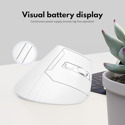 Souris Ergonomique sans Fil, Souris Verticale 2,4G avec Indicateur de Batterie, DPI à 4 Niveaux, Confort et la Réduction de la Fatigue du Poignet, Idéale pour l'Usage à la Maison, Bureau (Blanc) – Image 6