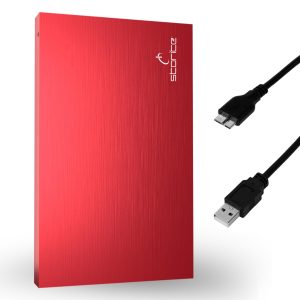 Storite Disque Dur Externe Portable Ultra Fin 2,5" 1 to avec USB 3.0, Transfert de données Rapide, Compatible avec Ordinateur Portable, PC, Mac, Windows, Console de Jeu – Rouge