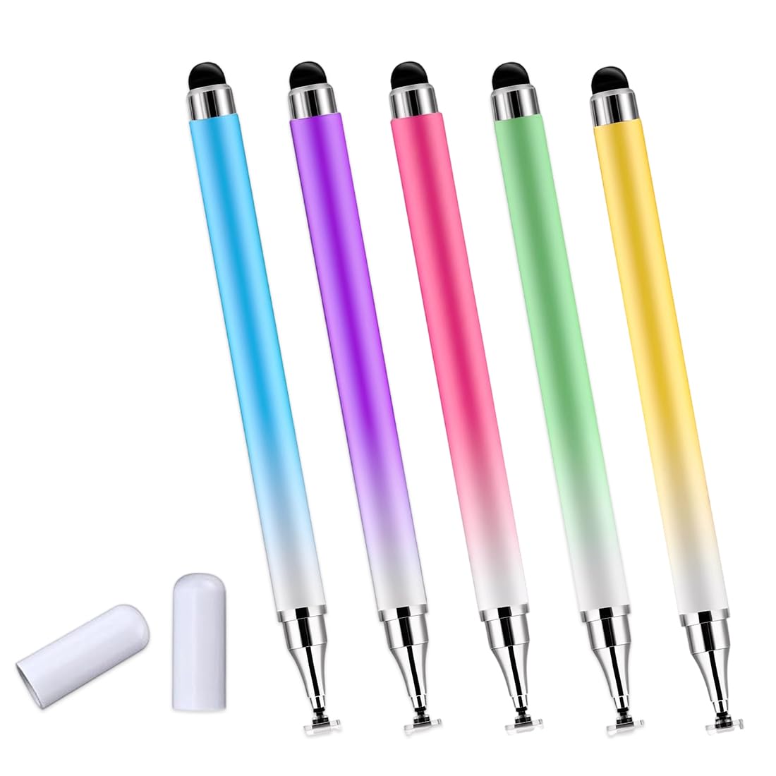Stylet Tablette 5 pièces, 2 en 1, compatible avec tous les téléphones/tablettes, pour Smartphone, très Sensible et de Haute Précision, Stylo Tactile, Téléphone Portable