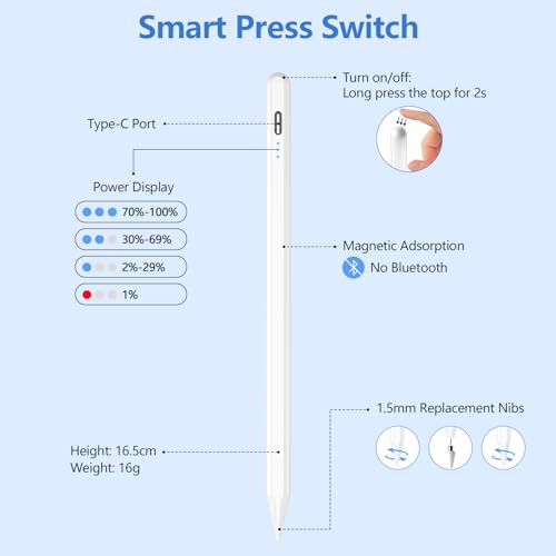 Stylet Tablette, Stylets pour Téléphones Portables, Stylet Capacitif Universel Compatible avec Huawei, Samsung, Lenovo, Mi Tablette – Image 4