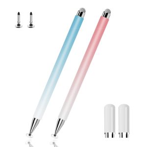 Stylet Tablette pour écrans Tactiles, Universel Haute Précision Stylet pour Tablette/iPad/Samsung/Galaxy Tab A7&S7/Android/iPhone/Microsoft et Autres écrans Tactiles (Rose + Bleu)