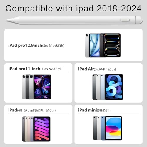 Stylet pour Apple iPad 2018-2025, Stylet Magnétique de Recharge Rapide avec Rejet de Paume, Compatible iPad 11/10/9/8/7/6,iPad Pro M4 13"/12,9''/11'', iPad Mini 7/6/5, iPad Air M2/5/4/3 – Image 8