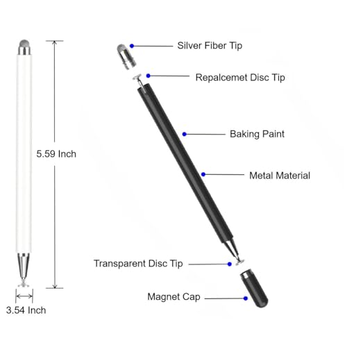 Stylet pour Samsung Galaxy Tab A9+ / A8 / A7 / A7 Lite, Haute sensibilité et précision capacitif pour Tous Les appareils tactiles (Blanc) – Image 3