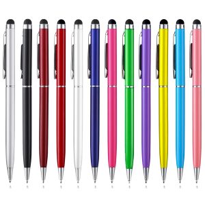 Stylet pour tablette tactile avec stylo à bille noir, stylet capacitif pour iPad, iPhone, Kindle, téléphone portable, tablette Samsung, Galaxy tous les écrans tactiles