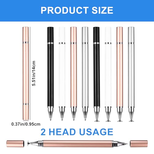 Stylo Tablet, 8 Pcs Stylo Écran Tactile, Stylo Stylus 2 en 1avec Bille Convient à Tous Les Téléphones/Tablettes, pour iPhone/iPad/Samsung/Lenovo/Xiaomi/Android/Huawei, etc. – Image 3