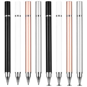 Stylo Tablet, 8 Pcs Stylo Écran Tactile, Stylo Stylus 2 en 1avec Bille Convient à Tous Les Téléphones/Tablettes, pour iPhone/iPad/Samsung/Lenovo/Xiaomi/Android/Huawei, etc.