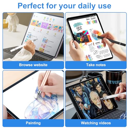 Stylo Tablet, 8 Pcs Stylo Écran Tactile, Stylo Stylus 2 en 1avec Bille Convient à Tous Les Téléphones/Tablettes, pour iPhone/iPad/Samsung/Lenovo/Xiaomi/Android/Huawei, etc. – Image 5