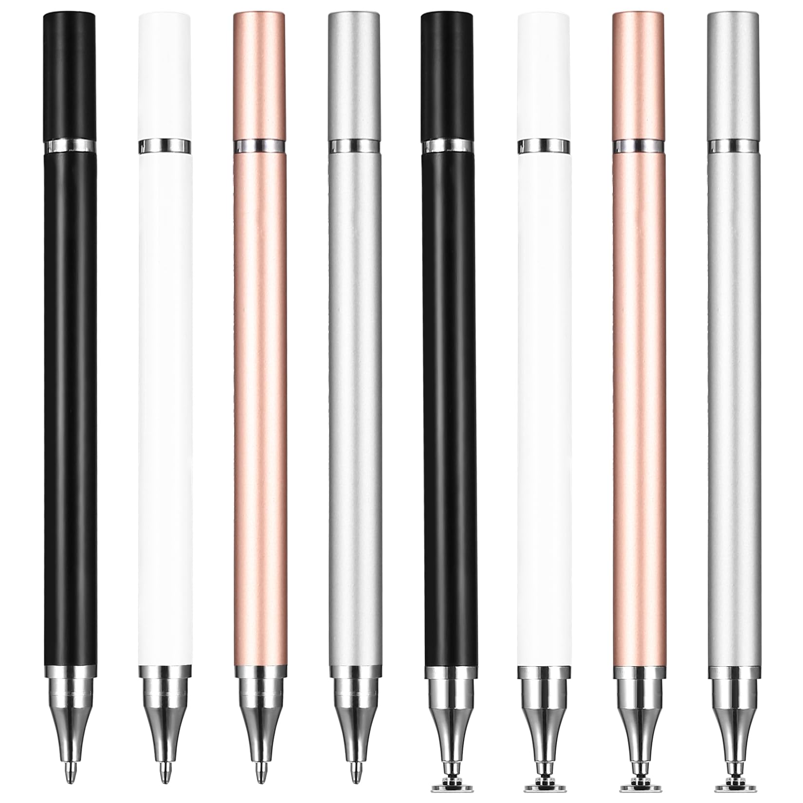 Stylo Tablet, 8 Pcs Stylo Écran Tactile, Stylo Stylus 2 en 1avec Bille Convient à Tous Les Téléphones/Tablettes, pour iPhone/iPad/Samsung/Lenovo/Xiaomi/Android/Huawei, etc.