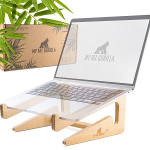 Support Ordinateur Portable, Ergonomique Universel Porte-Laptop en Bambou, Support PC Portable, Laptop Stand, pour Macbook, Rehausseur