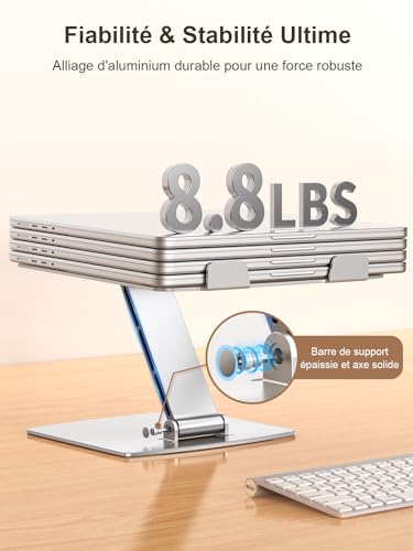 Support Ordinateur Portable, Support PC Portable Bureau Réglable en Aluminium, Refroidissement Rapide, Laptop Stand Pliable Ergonomique Lapdesks Compatible avec MacBook Air Pro (10-16") – Image 5