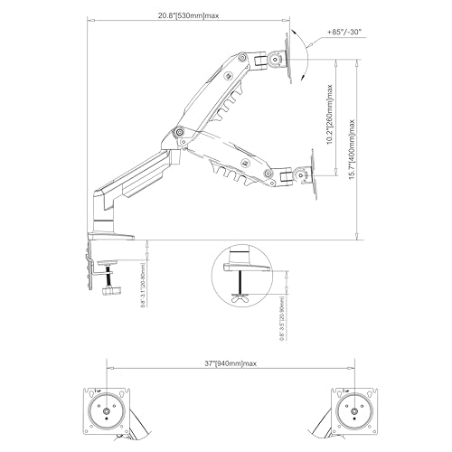 Support de Bureau pour 2 écrans PC LCD LED 17 "- 27" réglage dans Plusieurs Axes, Pivot, Ressort à gaz jusqu'à 2x9 kg – Image 7
