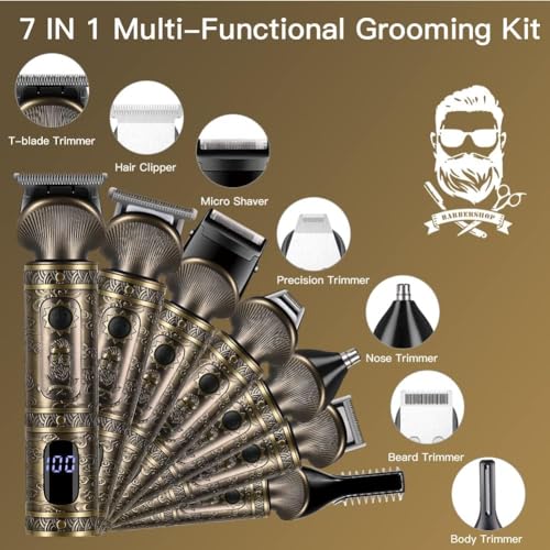 Surker Tondeuse Barbe Homme Tondeuse Cheveux Professionnelle Avec Lame en T de Coupe de Cheveux Chauve 0 mm Rasoir électrique Tondeuse Corps de Précision pour Nez 7 en 1 – Image 3