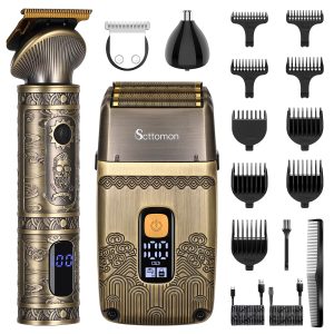 T-Blade Tondeuse à Cheveux Pour Hommes Et Rasoir éLectrique Foil Rasoir Tondeuse à Barbe Ensemble De Beauté Pour Hommes Avec Trois Feuilles Sans Fil