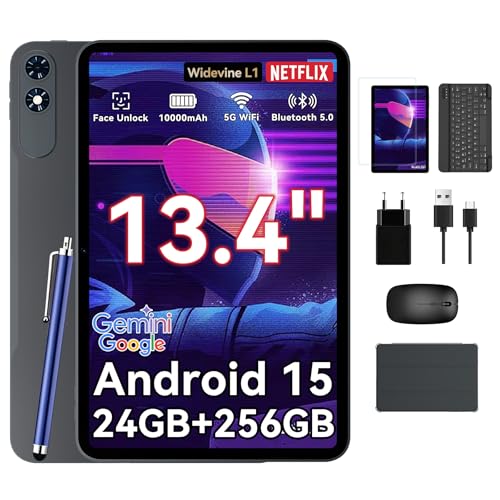 T60 Pro Tablette avec Clavier et Stylet - Première Tablette 13 Pouces Android 15 Mondiale, 1920x1200 FHD+, 24 GB RAM+256 GB ROM / 2 TB TF, Octa-Core, 10000 mAh, 16 MP+8 MP, Widevine L1, Face ID – Image 2