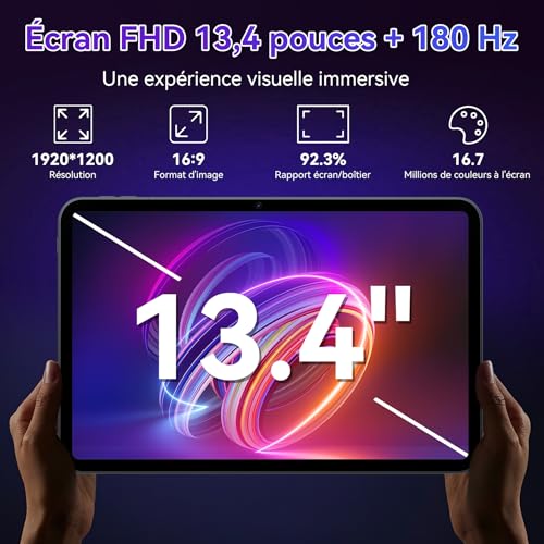 T60 Pro Tablette avec Clavier et Stylet - Première Tablette 13 Pouces Android 15 Mondiale, 1920x1200 FHD+, 24 GB RAM+256 GB ROM / 2 TB TF, Octa-Core, 10000 mAh, 16 MP+8 MP, Widevine L1, Face ID – Image 4
