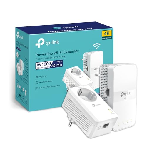 TP-Link TL-WPA7617 KIT Powerline WiFi AC 1200 Mbps - Powerline 1000 Mbps with Gigabit Ethernet Port and Integrated Socket, WiFi Powerline Box Kit of 2 - Ideal Solution to Enjoy Multi-TV Service – Image 2