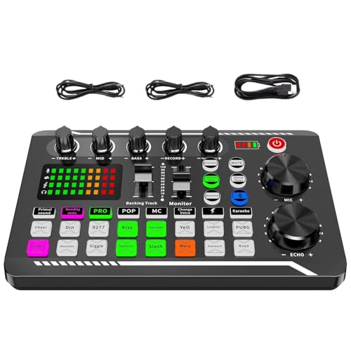 Table De Mixeurs DJ | Carte Son En Direct Avec Effets De Mixage Dj Et Changeur De Voix, Mixeur Audio Professionnel Avec Changeur De Voix À Lumière LED, Carte D'effets Sonores Pour Streaming – Image 2