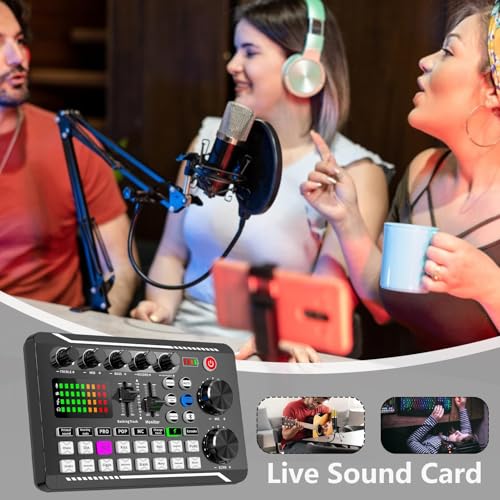 Table De Mixeurs DJ | Carte Son En Direct Avec Effets De Mixage Dj Et Changeur De Voix, Mixeur Audio Professionnel Avec Changeur De Voix À Lumière LED, Carte D'effets Sonores Pour Streaming – Image 3