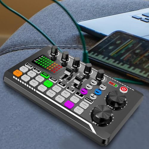 Table De Mixeurs DJ | Carte Son En Direct Avec Effets De Mixage Dj Et Changeur De Voix, Mixeur Audio Professionnel Avec Changeur De Voix À Lumière LED, Carte D'effets Sonores Pour Streaming – Image 4