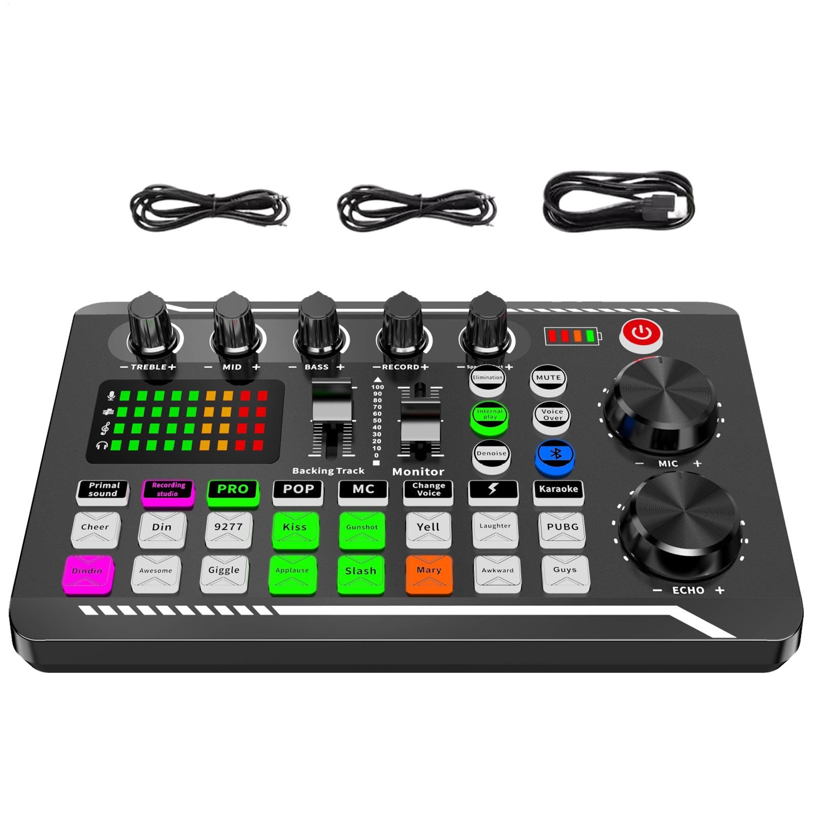 Table De Mixeurs DJ | Carte Son En Direct Avec Effets De Mixage Dj Et Changeur De Voix, Mixeur Audio Professionnel Avec Changeur De Voix À Lumière LED, Carte D'effets Sonores Pour Streaming