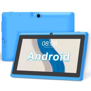 Tablette 7 Pouces Android, Double Caméras, WiFi, Bluetooth, Azur