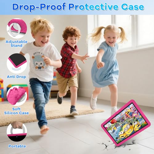 Tablette Enfants 10 Pouces Android 15 avec 30Go RAM (TF 2To), 5G WI-FI 6, Widevine L1, Contrôle Parental, 8-Core, Tablette Tactile avec Coque Antichoc EVA + Support Rotatif à 360°, Rose – Image 7