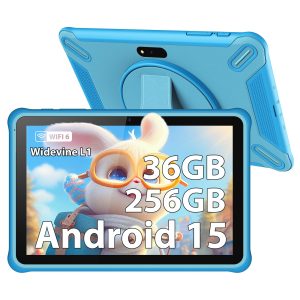 Tablette pour Enfants 10 Pouces, Android 15.0, 36GB RAM 256GB ROM (SD Expandable), Contrôle Parental, Ecran HD IPS, 5MP+2MP, 5G WiFi 6, Bluetooth, Tablette Education (Bleu)
