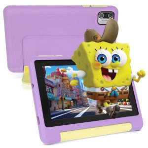 Tablette pour Enfants 7 Pouces Android 13 Quad Core, 8Go+64G0+128Go, Contrôle Parental, 2500mAh, Wi-Fi, Bluetooth, Type-C, avec Kid-Proof Étui (Rose)