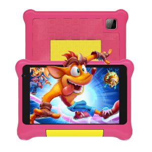 Tablette pour Enfants 7 Pouces Android avec contrôle Parental et éducation des Enfant, Bluetooth, WiFi, Double caméra, GMS, Coque Antichoc, Application pour Enfants préinstallée (Rose)
