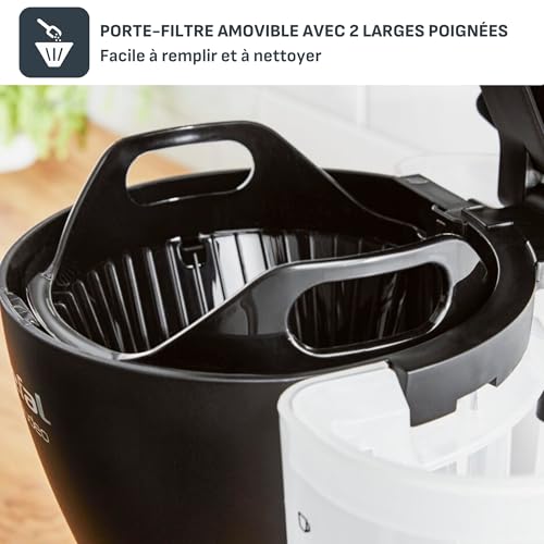 Tefal Cafetière filtre, 10 à 15 tasses, 1,25 L, Porte-filtre amovible, Arrêt automatique, Ouverture automatique du couvercle, Ergonomique, Includeo, Noire, CM533811 – Image 4