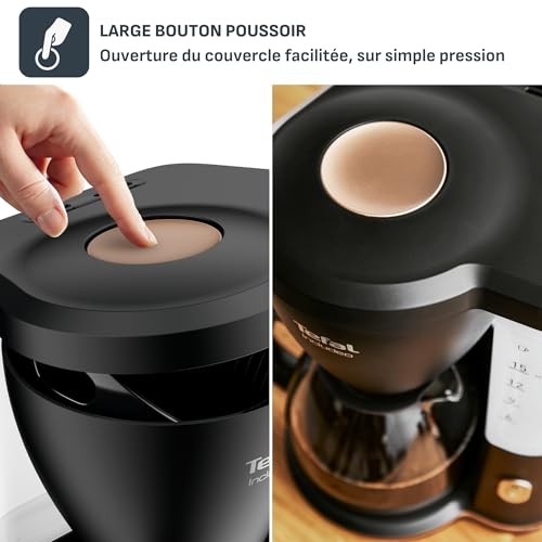 Tefal Cafetière filtre, 10 à 15 tasses, 1,25 L, Porte-filtre amovible, Arrêt automatique, Ouverture automatique du couvercle, Ergonomique, Includeo, Noire, CM533811 – Image 6