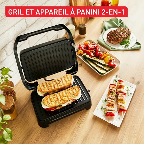 Tefal Gril et machine à panini, Plaques de cuisson antiadhésives, Nettoyage facile, Rangement facile, Inicio Compact, GC270D10 – Image 3