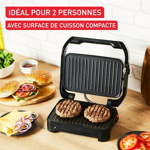 Tefal Gril et machine à panini, Plaques de cuisson antiadhésives, Nettoyage facile, Rangement facile, Inicio Compact, GC270D10 – Image 4