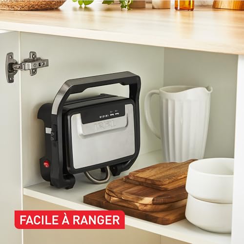 Tefal Gril et machine à panini, Plaques de cuisson antiadhésives, Nettoyage facile, Rangement facile, Inicio Compact, GC270D10 – Image 7