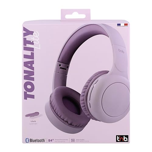T'nB - Casque Bluetooth sans Fil, Supra-Auriculaire Confortable, Pads en Mousse, Microphone Intégré, Arceau Réglable, Autonomie 24h, Léger Et Pliable - Violet – Image 3