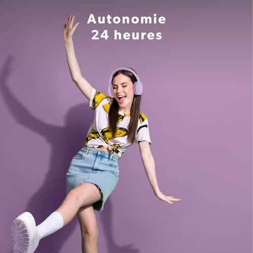 T'nB - Casque Bluetooth sans Fil, Supra-Auriculaire Confortable, Pads en Mousse, Microphone Intégré, Arceau Réglable, Autonomie 24h, Léger Et Pliable - Violet – Image 7