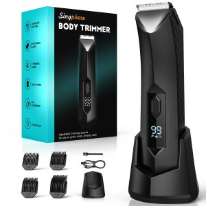 Tondeuse Corps Homme, Tondeuse intime homme pour 4 parties intimes avec lumière LED et écran, Rasoir intime avec peignes Limite, IPX7 pour une utilisation humide/sèche pour Aisselles,Membres