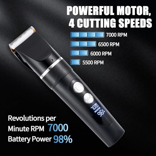 Tondeuse à Cheveux Professionnelle, Lame de Titane Turable, Digital Touch, Rasoir Avec Ecran LED, Tondeuse à Barbe Tondeuse de Précision Tondeuse à Poils Longs Imperméable à l'eau – Image 4