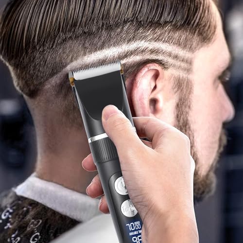 Tondeuse à Cheveux Professionnelle, Lame de Titane Turable, Digital Touch, Rasoir Avec Ecran LED, Tondeuse à Barbe Tondeuse de Précision Tondeuse à Poils Longs Imperméable à l'eau – Image 8