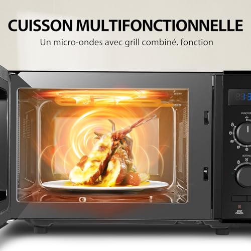 Toshiba MW2-AG23P (BK) Four à micro-ondes 900 W 23 L avec Fonction Grill 1050 W, 8 Menus Automatiques, Fonction ECO, Plateau Tournant avec Mémoire de Position, Noir – Image 4