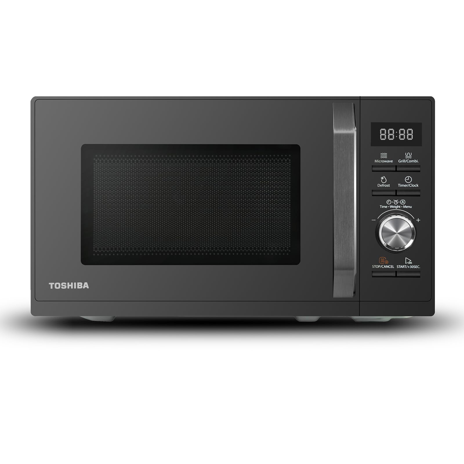 Toshiba MW3-AG20PE(BK) Four à micro-ondes 3 en 1 20 L avec Gril, décongélation automatique, micro-ondes, gril, combiné, 5 niveaux de puissance, 8 programmes automatiques, nettoyage facile, noir