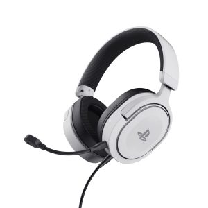 Trust Gaming GXT 498W Forta Casque PS5 Durable, Licence Officielle pour PlayStation 5, Casque Gamer PS4, Arceau Réglable, Câble de 1,2 m, Casque Gaming Over Ear avec Microphone Détachable, Blanc