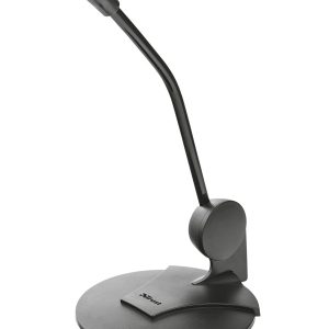Trust Primo Microphone de Bureau, Prise AUX 3,5 mm, Micro avec Angle Réglable, Câble de 1.8m Adaptateur, Design Compact pour PC, Ordinateur Portable - Noir