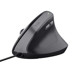 Trust Yuno Souris Ergonomique Filaire, Souris Verticale pour Droitier avec Cable USB de 1,5m, DPI Réglable (800-2400), Capteur Optique, 6 Boutons, 60% Plastique Recyclé, Macbook, Ordinateur, HP - Noir